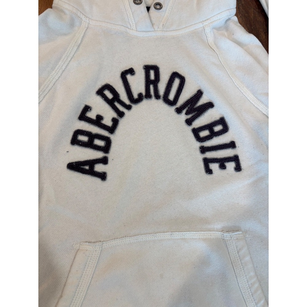 Vtg Abercrombie & Fitch womens' Y2K pullover hoodie sz L puff print preppy as is